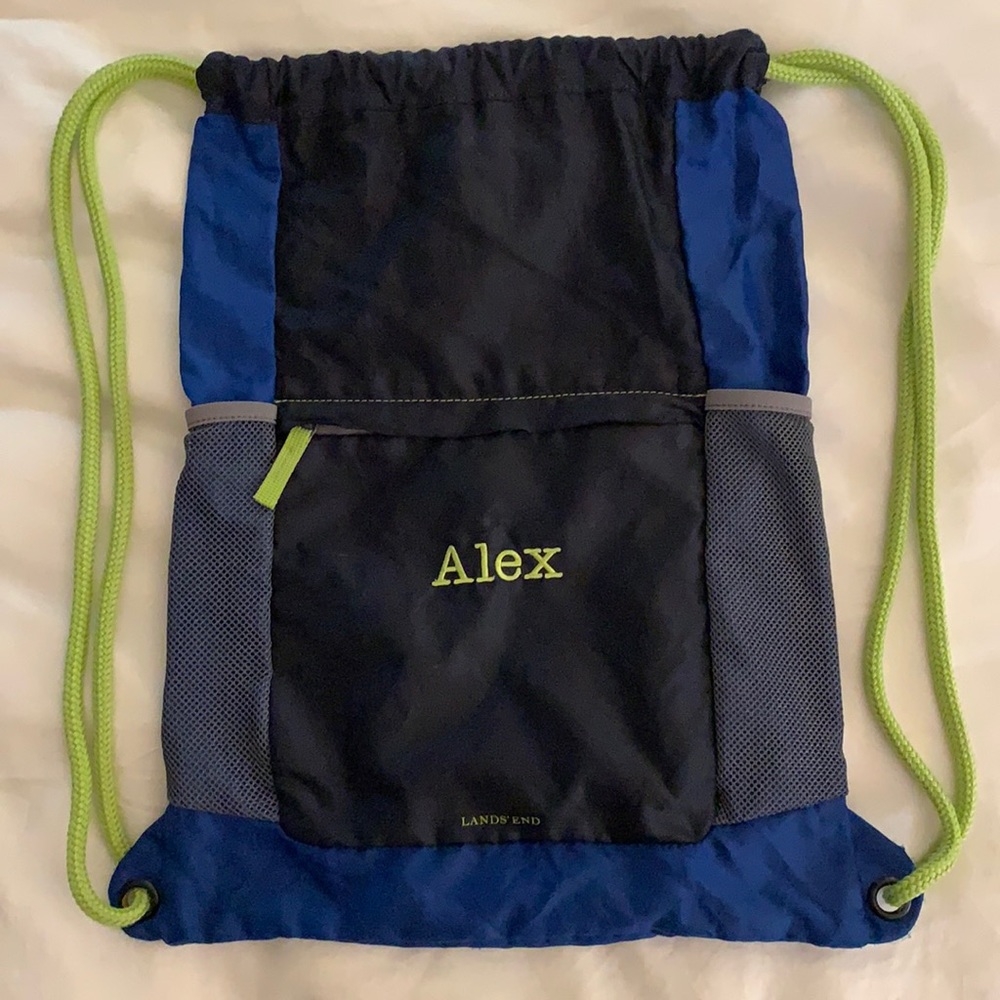 LANDS END Kids packable drawstring bag
